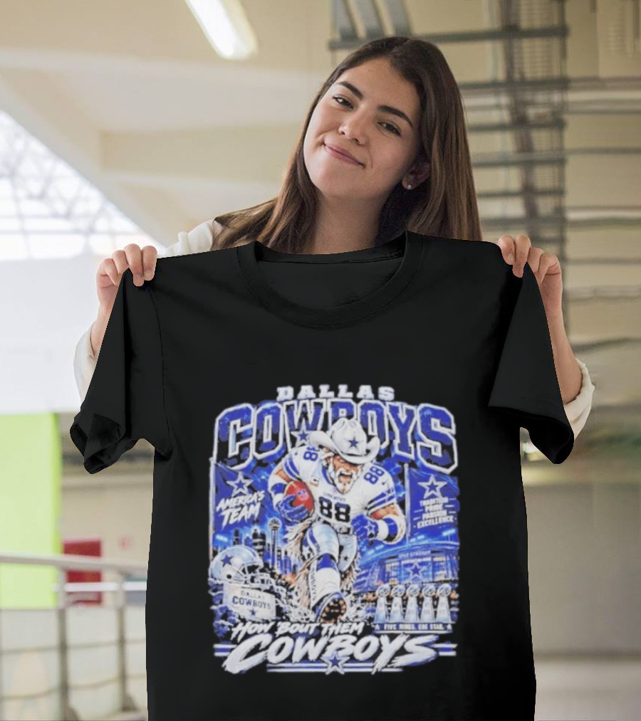 Dallas Cowboys America's Team How 'Bout Them Cowboys Five Rings One Goal Excellence T-Shirt