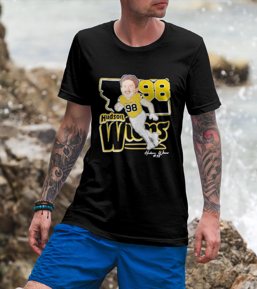 Hudson Wiens 98 Montana State Bobcats Player Caricature T-Shirt