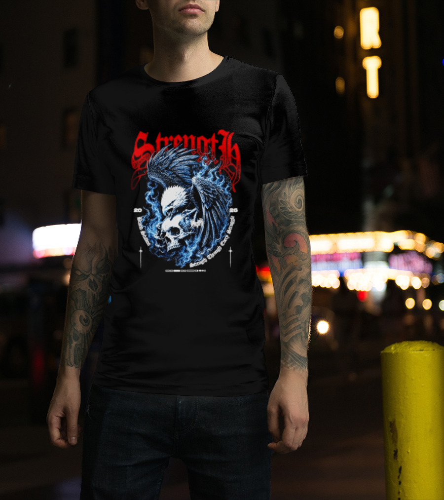 Strength 2026 Brand Studios Eagle Skull Strength Through Every Struggle T-Shirt