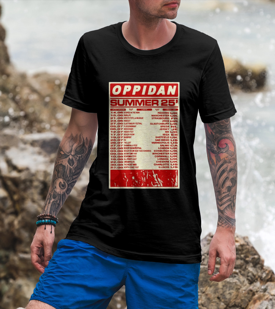 Oppidan Summer Tour 2025 Concert Dates Across UK Europe Canada USA T-Shirt