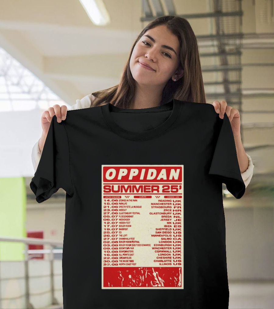 Oppidan Summer Tour 2025 Concert Dates Across UK Europe Canada USA T-Shirt