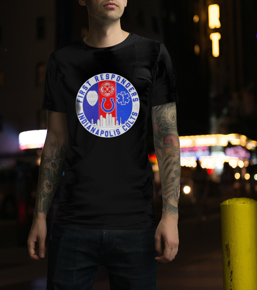 First Responders Indianapolis Colts 9/11 Skyline Police Fire Ambulance T-Shirt