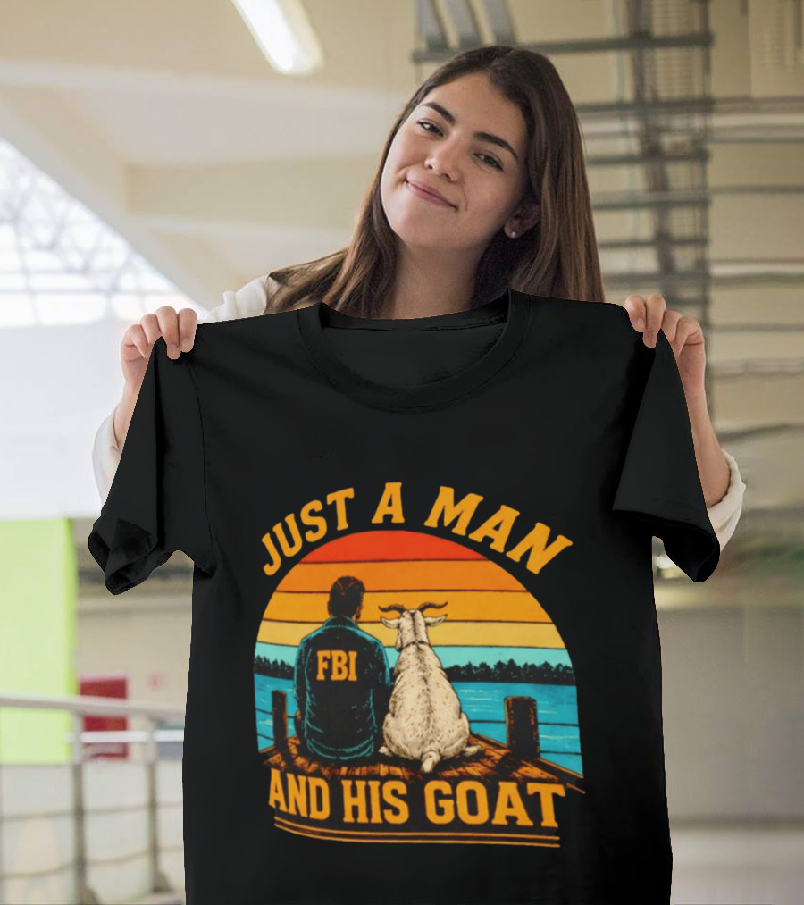 Just A Man And His Goat Fbi Meme Kash Patel Sunset Lake View T-Shirt