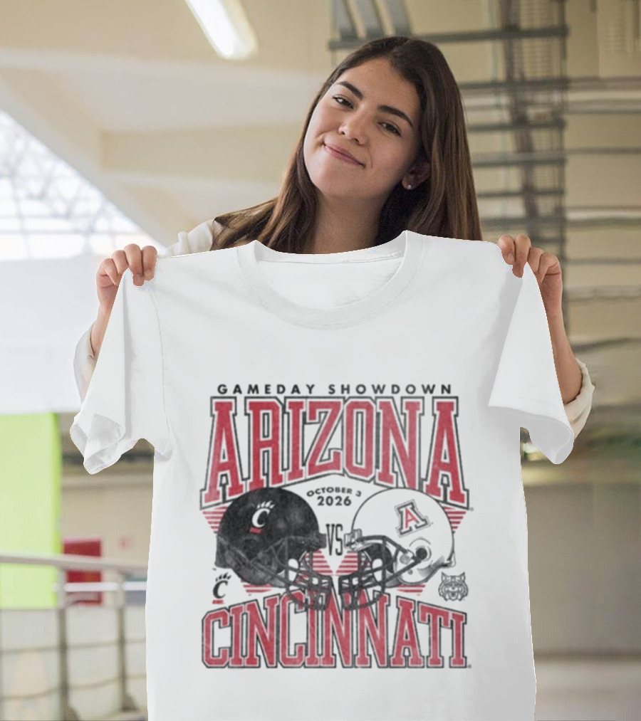 Arizona Wildcats Vs Cincinnati Bearcats October 3 2026 Football Helmet Gameday Showdown T-Shirt