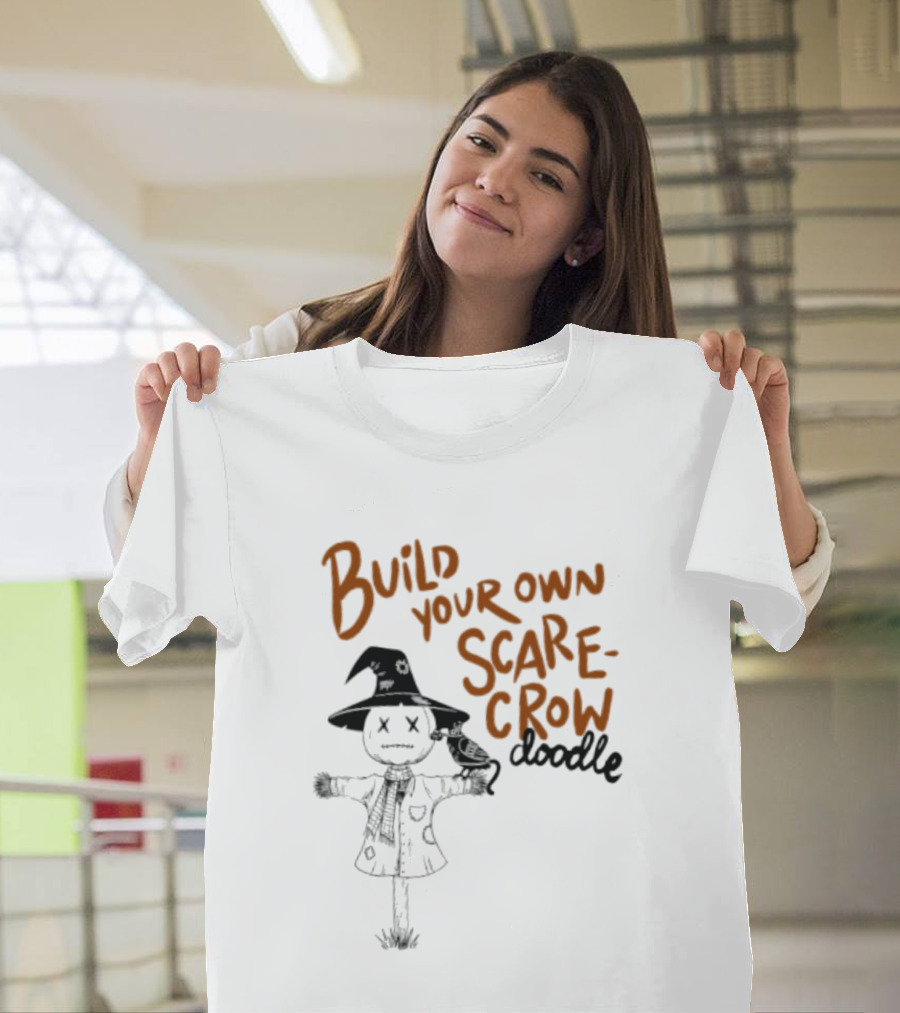 Build Your Own Scarecrow Doodle Halloween Tetedoodles T-Shirt