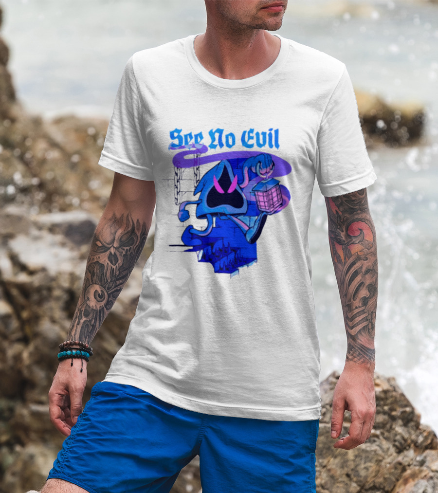 See No Evil Grim Reaper Lantern Spooky T-Shirt