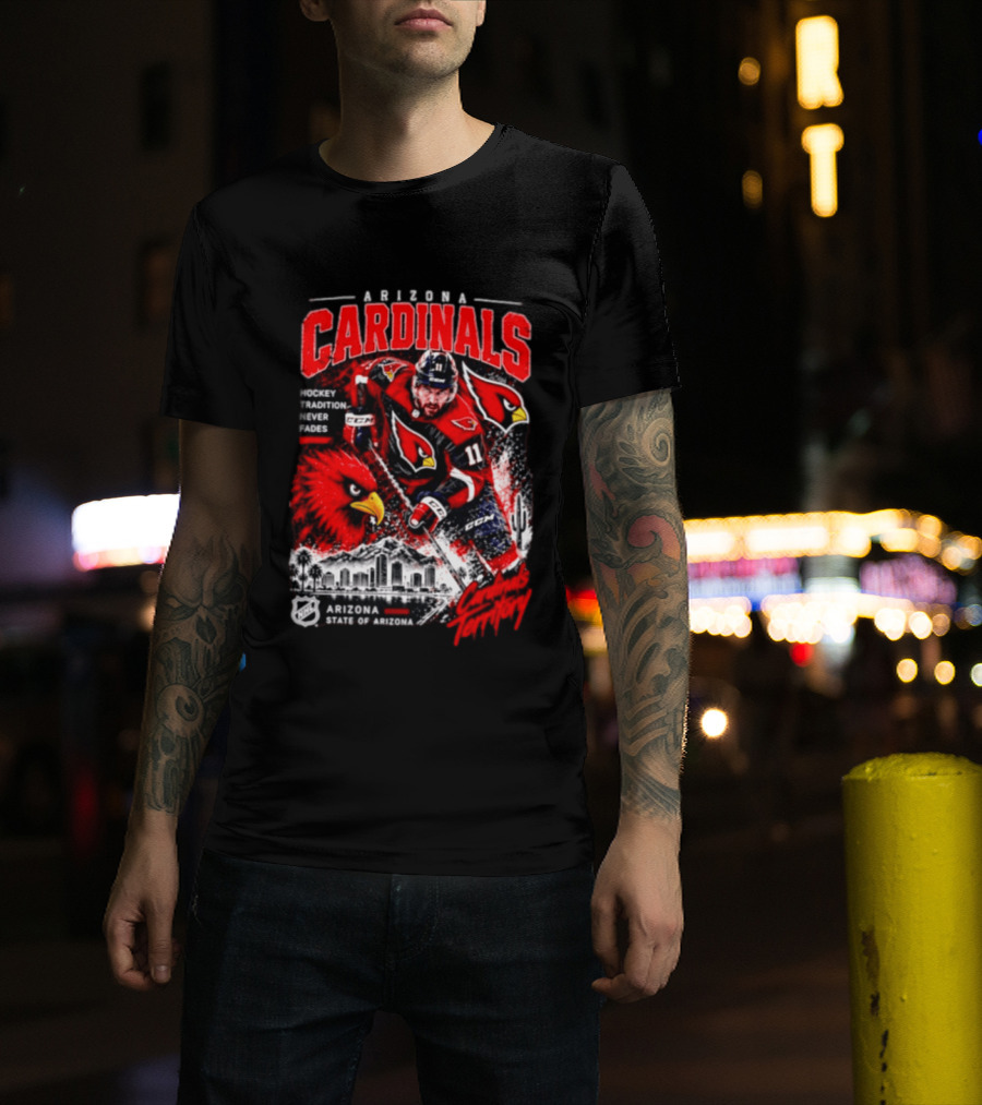Arizona Cardinals NHL Hockey Tradition Never Fades Cardinals Territory Arizona Skyline T-Shirt