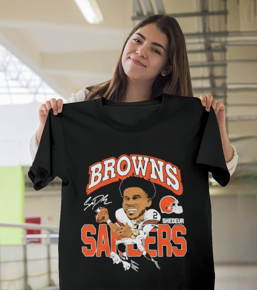 Browns Shedeur Sanders Football Caricature NFL Athlete T-Shirt