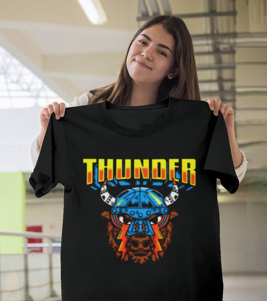 Thunder Bison Mask Lightning Joshua Boydston Store T-Shirt