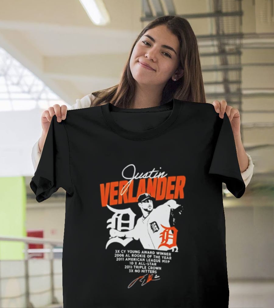 Justin Verlander 35 Detroit Tigers MLB MVP 2006 AL Rookie Cy Young T-Shirt