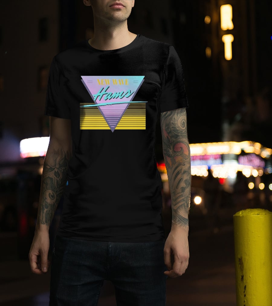 New Wave Hams Retro 80s Aesthetic Triangle Stripes T-Shirt