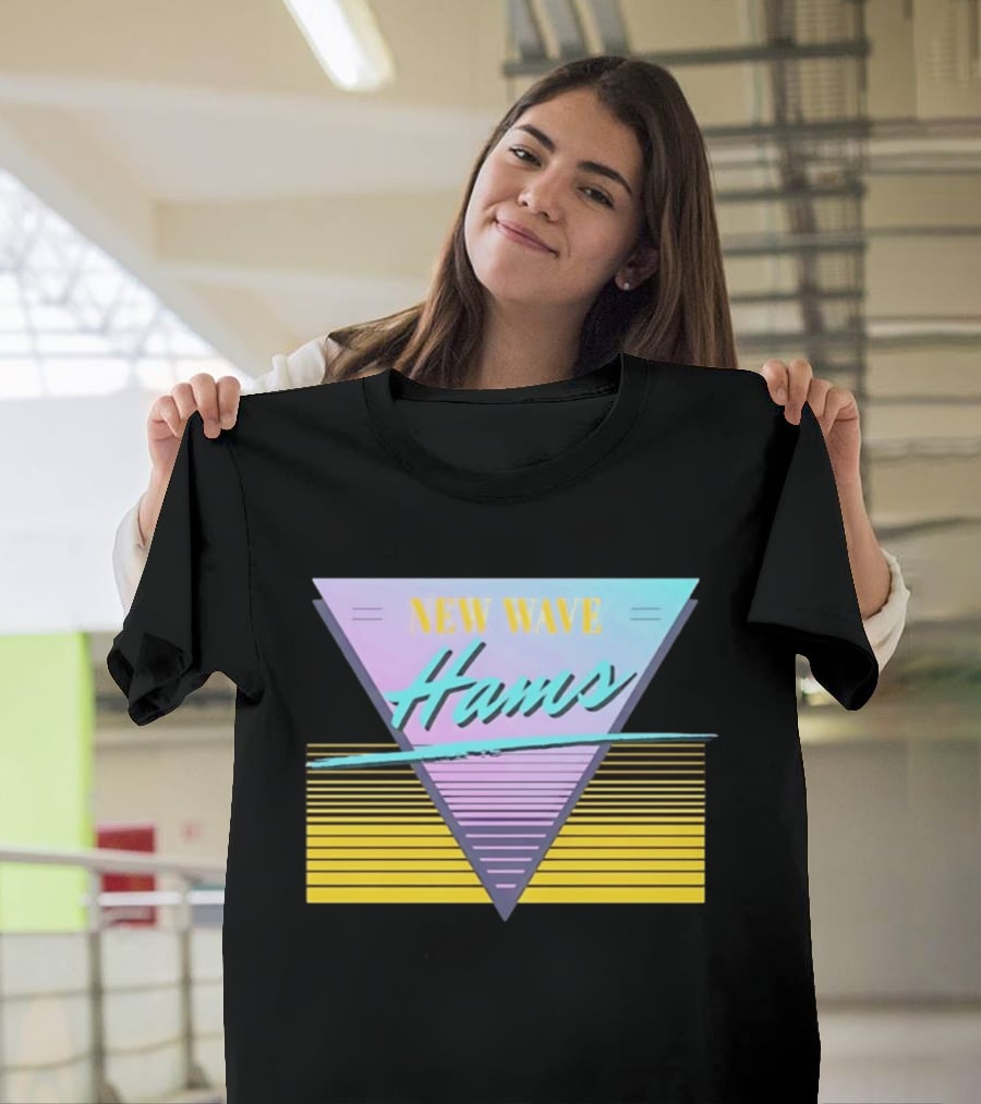 New Wave Hams Retro 80s Aesthetic Triangle Stripes T-Shirt