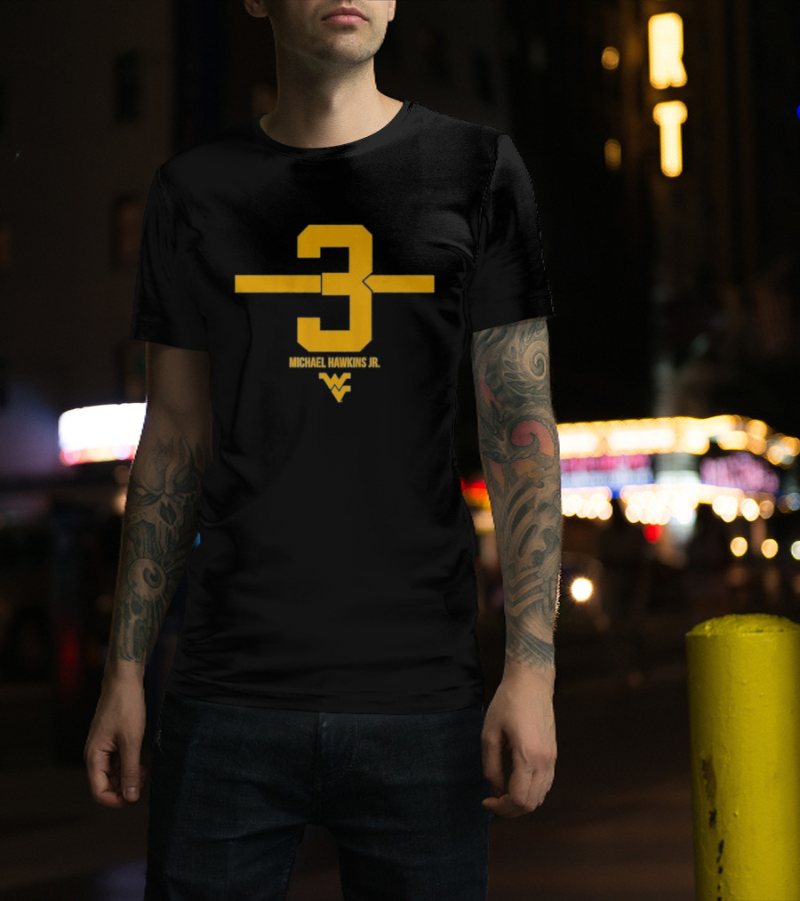 West Virginia 3 Michael Hawkins Jr. WVU Football Number T-Shirt