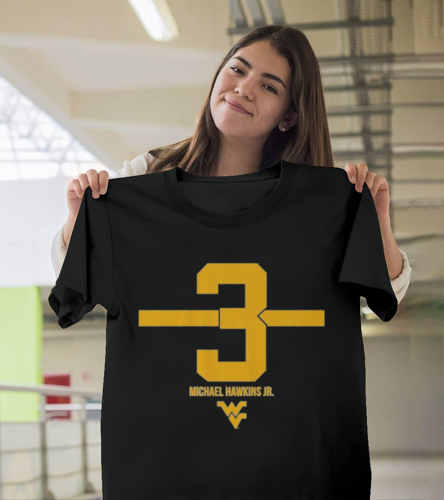 West Virginia 3 Michael Hawkins Jr. WVU Football Number T-Shirt