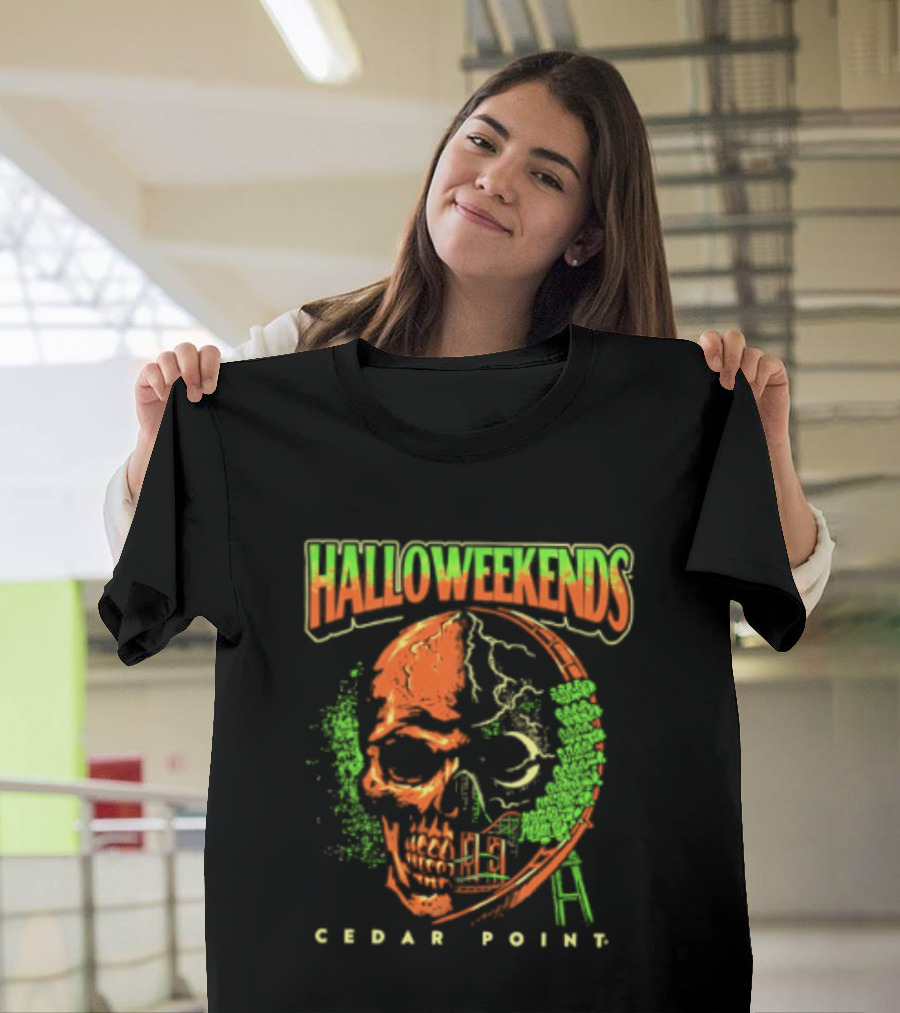 Halloweekends Cedar Point Skull Ride Neon Halloween T-Shirt