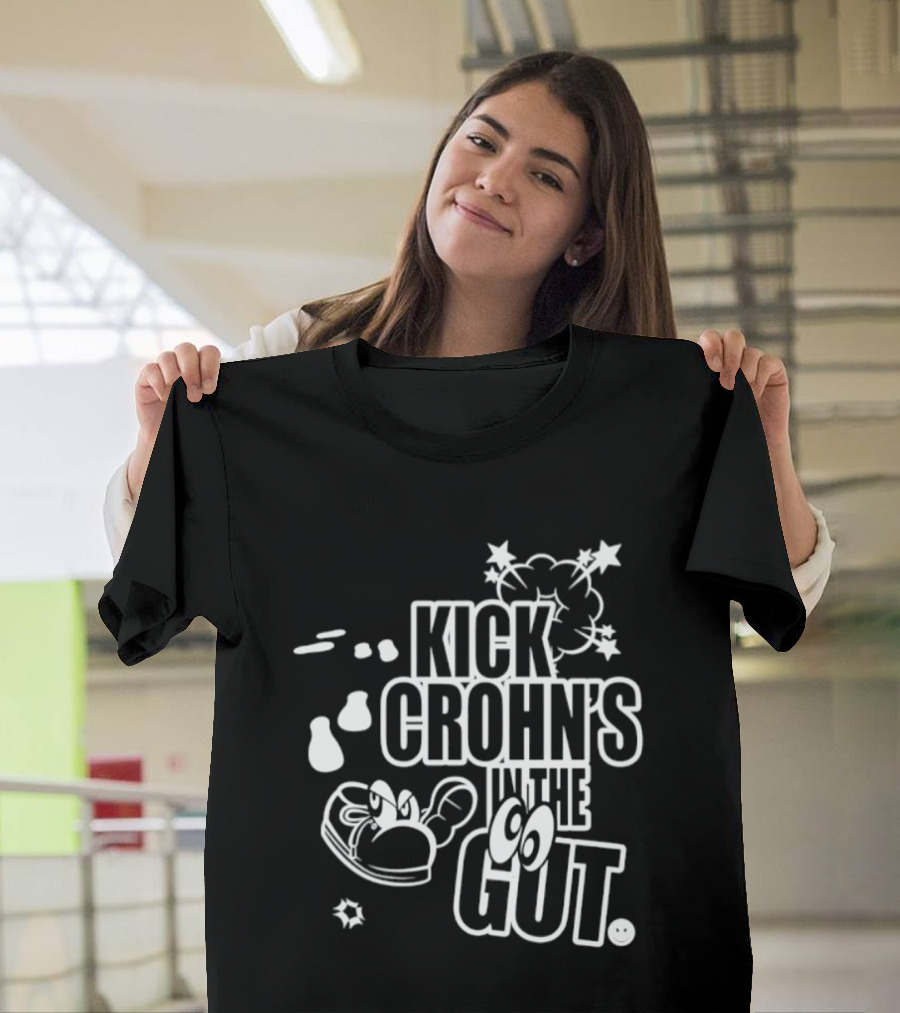 Kick Crohn's In The Gut Crohn's & Colitis Foundation Claw And Cartoon Style Fighting T-Shirt