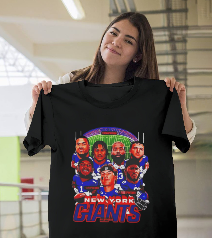 New York Giants Football Players Caricature Stadium T-Shirt