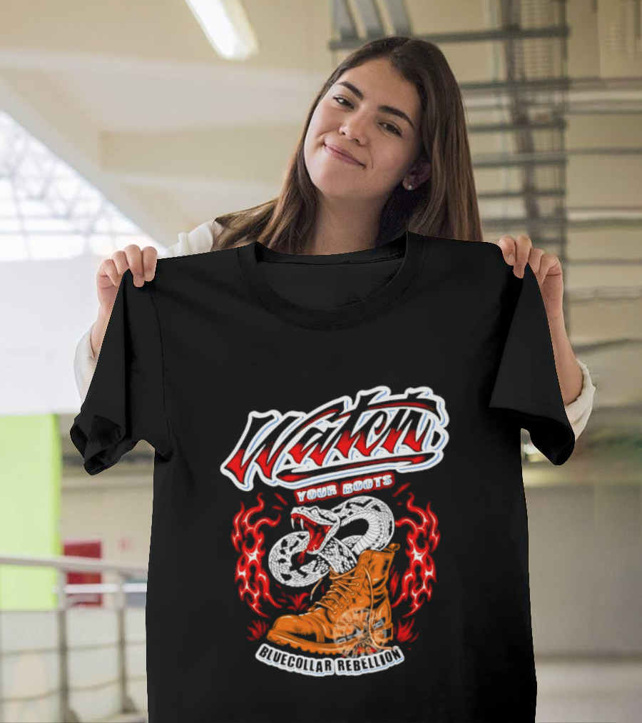 Your Boots Snake Fire Blue Collar Rebellion T-Shirt