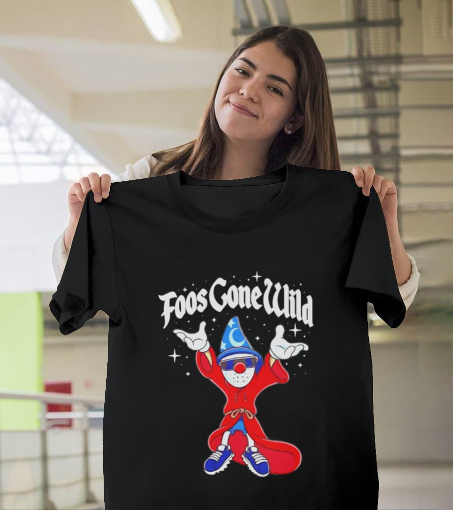 Foos Gone Wild Wizard Streetwear Cartoon Character With Blue Hat And Sunglasses T-Shirt