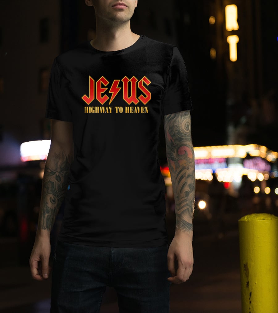 Jesus Highway To Heaven Lightning Bolt T-Shirt