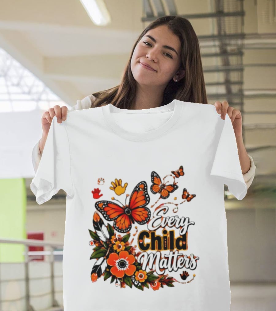 Every Child Matters Orange Butterfly Native Floral Anti Bully Kindness T-Shirt