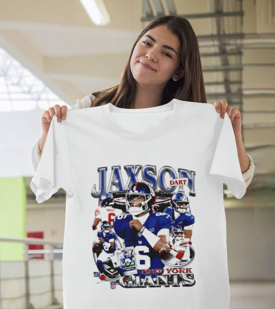 Jaxson Dart New York Giants Player Collage 2026 T-Shirt