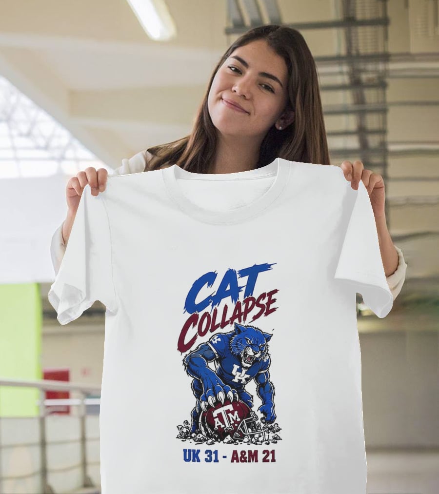 NCAA 2026 Matchup Kentucky Wildcats Vs Texas A&M Aggies Cat Collapse UK 31 A&M 21 T-Shirt