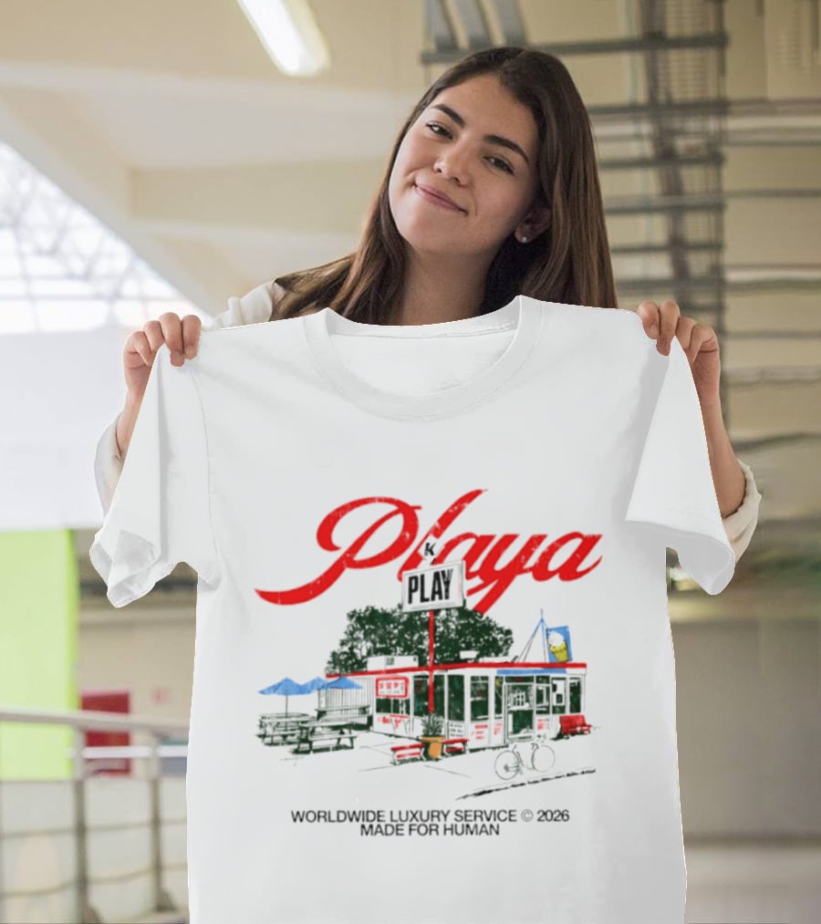 Playa K Play Worldwide Luxury Service 2026 Made For Human Bicycle Outdoor Scene T-Shirt