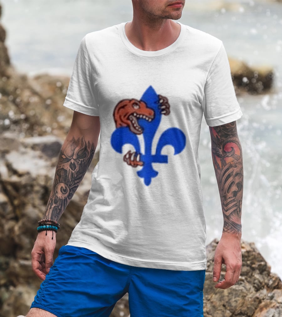 2026 Raptors Quebec Canada Games Fleur De Lis And Dinosaur T-Shirt