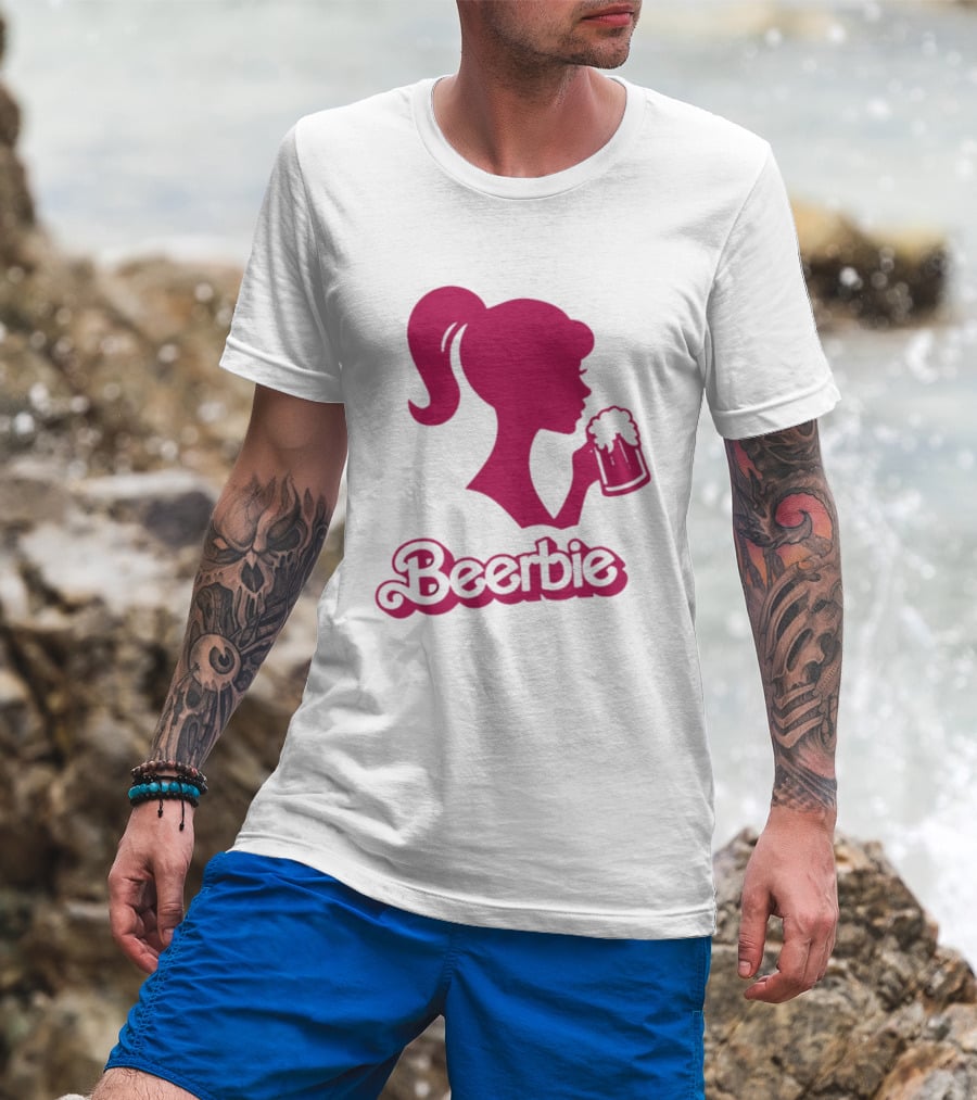 Beerbie Pink Beer Barbie Icon With Beer T-Shirt