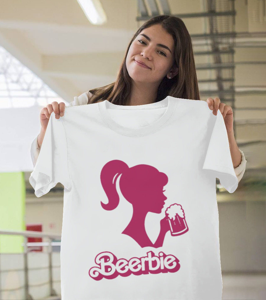 Beerbie Pink Beer Barbie Icon With Beer T-Shirt