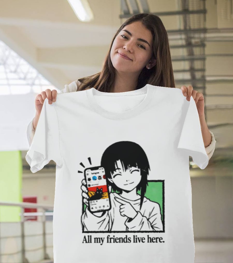 Brandon Crownover All My Friends Live Here Anime Character With Smartphone T-Shirt