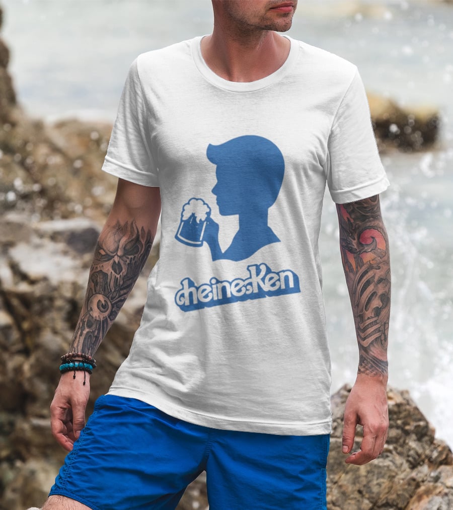 Ken Blue Beer Silhouette Heineken Play On Words T-Shirt