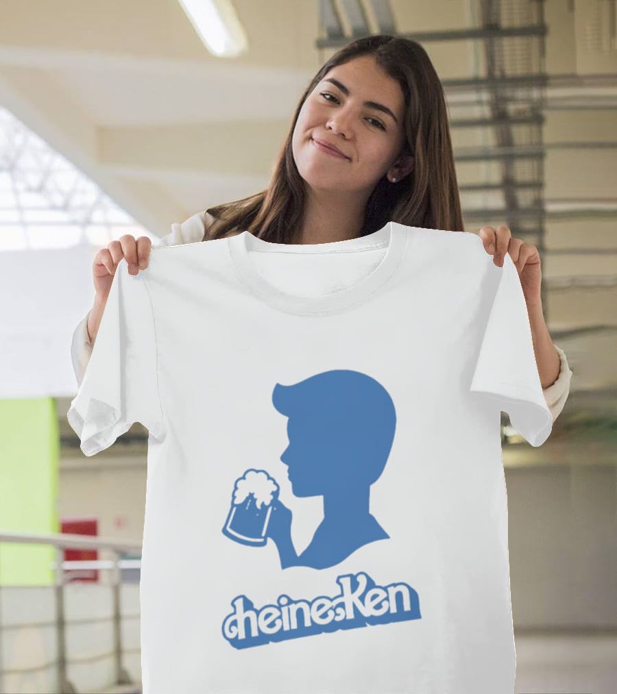 Ken Blue Beer Silhouette Heineken Play On Words T-Shirt