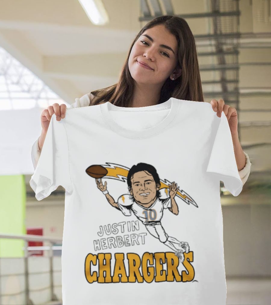 Justin Herbert Chargers Football Caricature Los Angeles T-Shirt