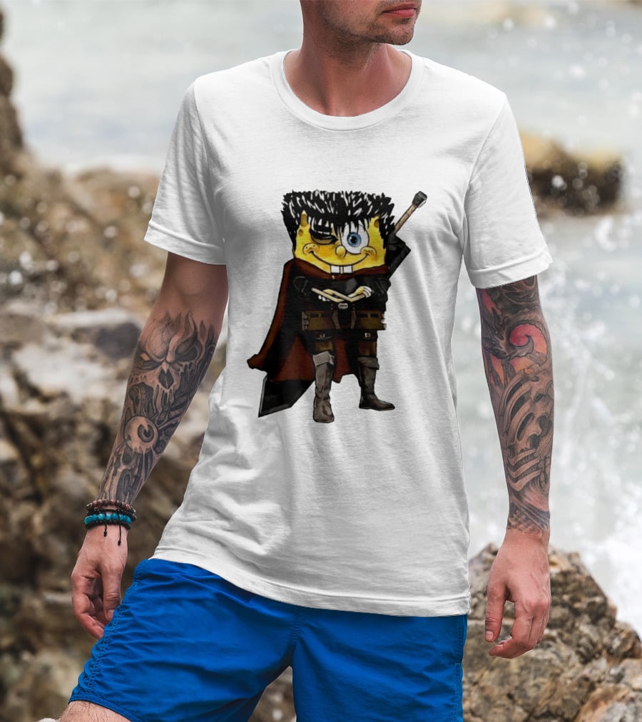 SpongeBob X Berserk Guts Crossover SpongeGuts SquarePants Character Mashup T-Shirt