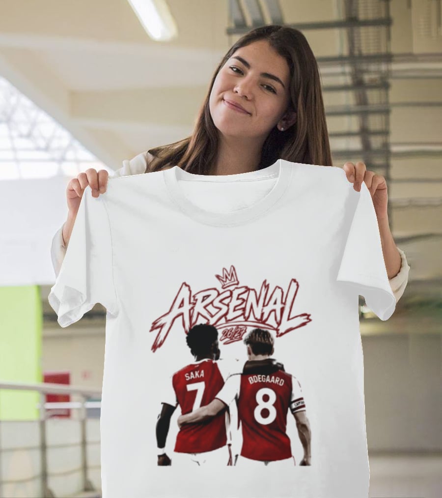 Arsenal Saka 7 Odegaard 8 Football Moment T-Shirt