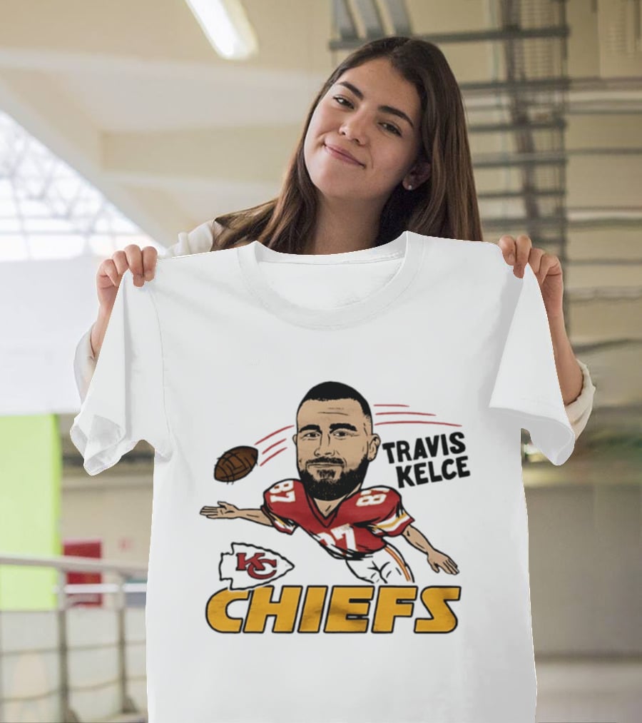 Travis Kelce Kansas City Chiefs Caricature KC Chiefs Football Player T-Shirt