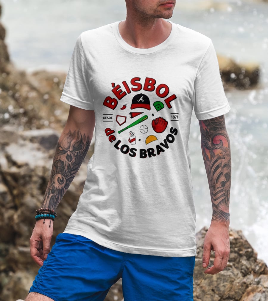Béisbol De Los Bravos Desde 1871 Hat Bat Glove Baseball Taco Pepper Coffee T-Shirt