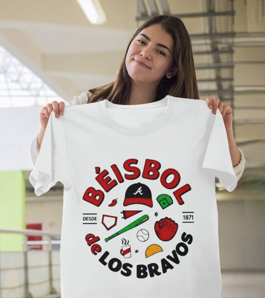 Béisbol De Los Bravos Desde 1871 Hat Bat Glove Baseball Taco Pepper Coffee T-Shirt