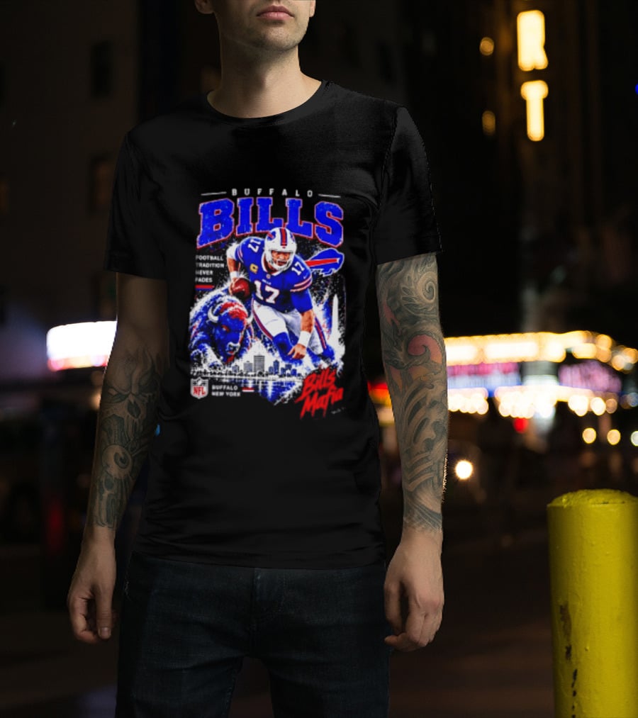Buffalo Bills Football Tradition Never Fades Bills Mafia NFL Buffalo New York Team Skyline T-Shirt
