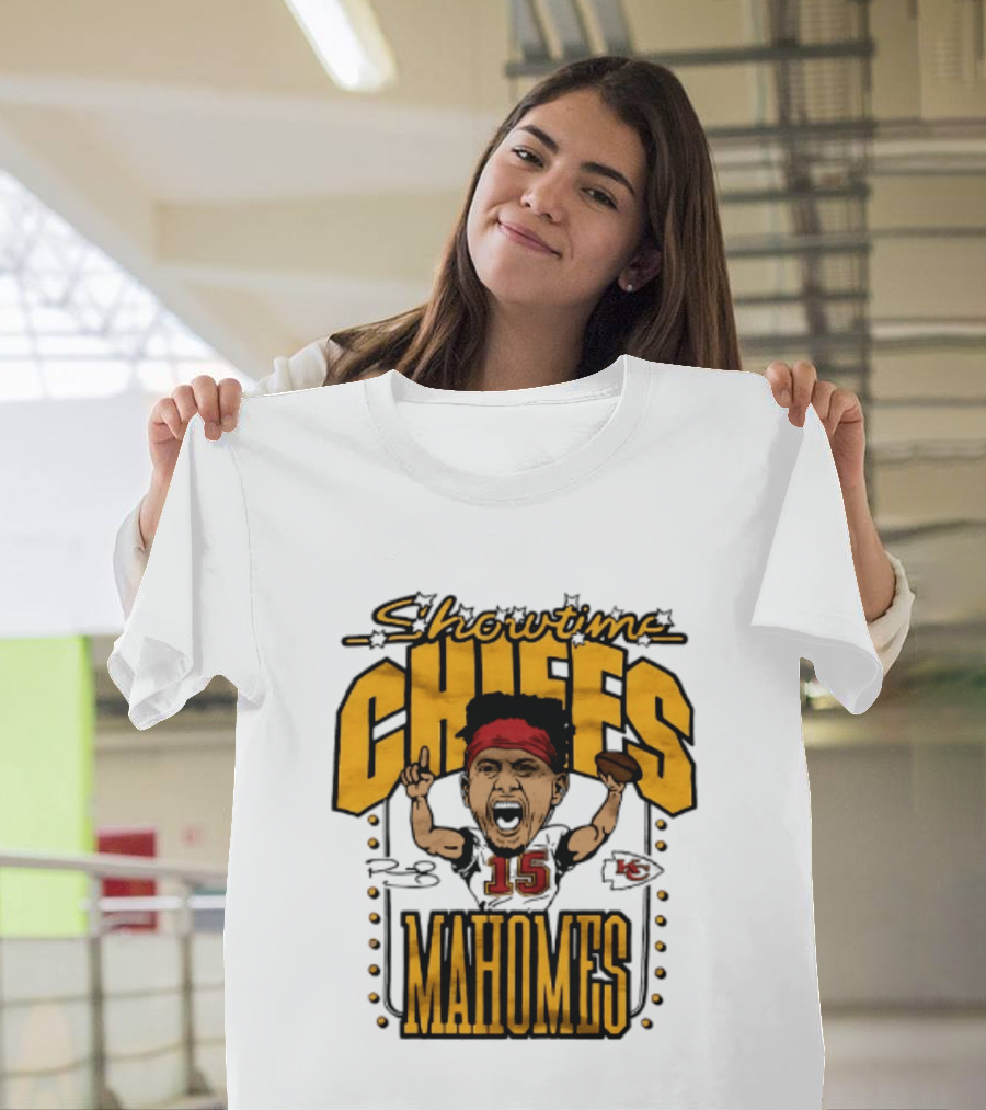 Showtime Chiefs Patrick Mahomes 15 Caricature T-Shirt
