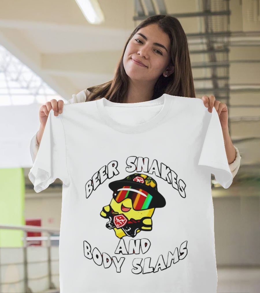 Beer Snakes And Body Slams Lemon Guy Fun Retro 90s T-Shirt