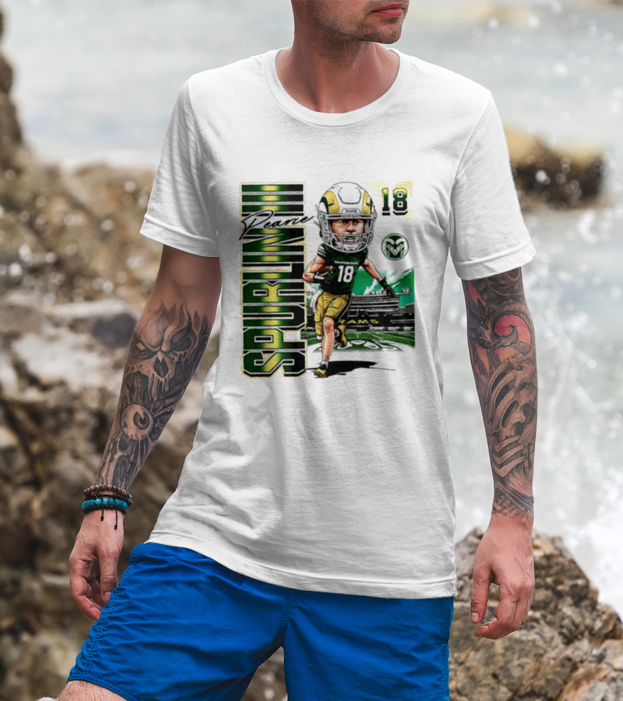 Pearce Spurlin III 18 Colorado State Rams NCAA Football Caricature T-Shirt