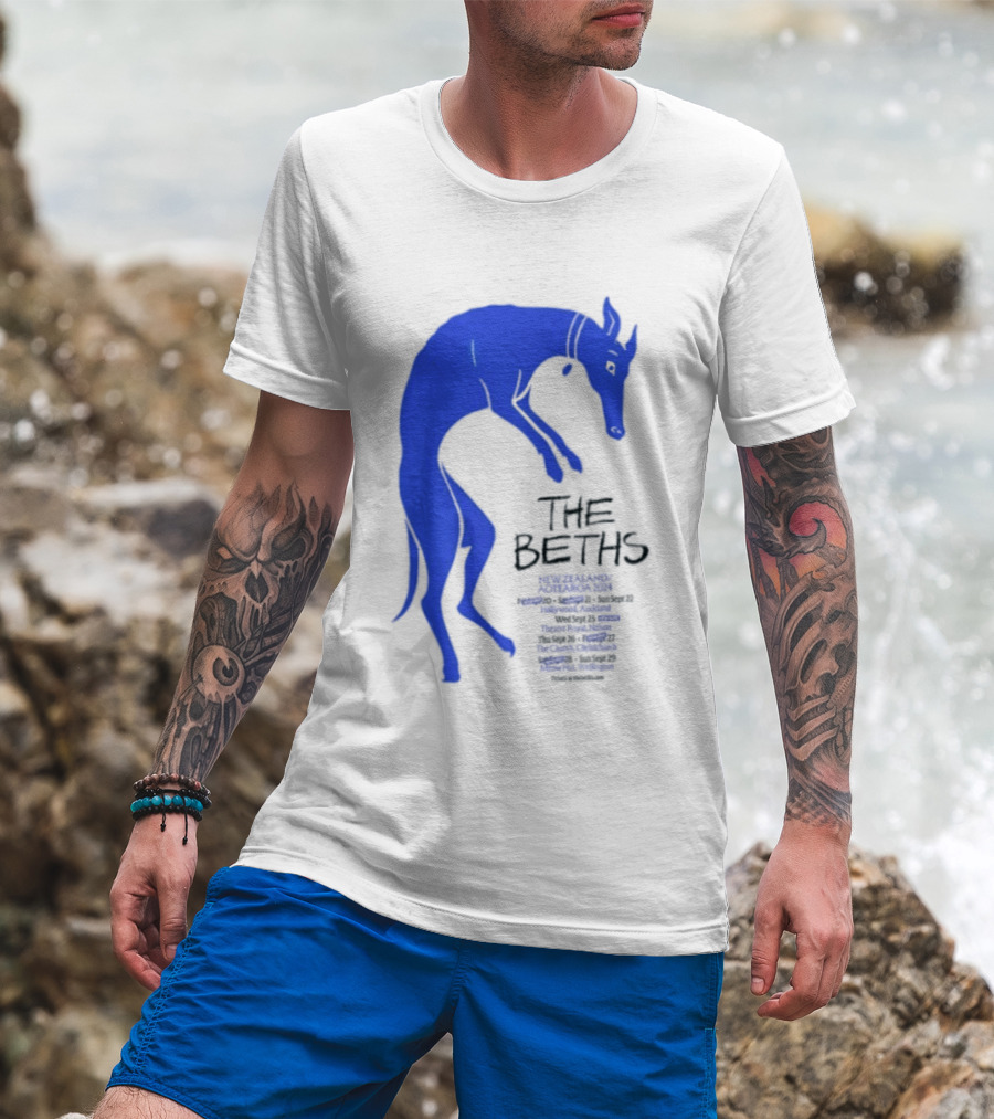 The Beths New Zealand Aotearoa 2024 Tour Blue Jumping Dog T-Shirt
