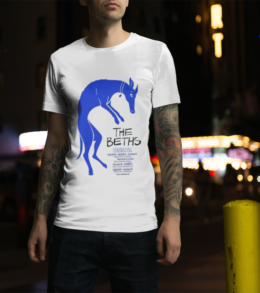 The Beths New Zealand Aotearoa 2024 Tour Blue Jumping Dog T-Shirt