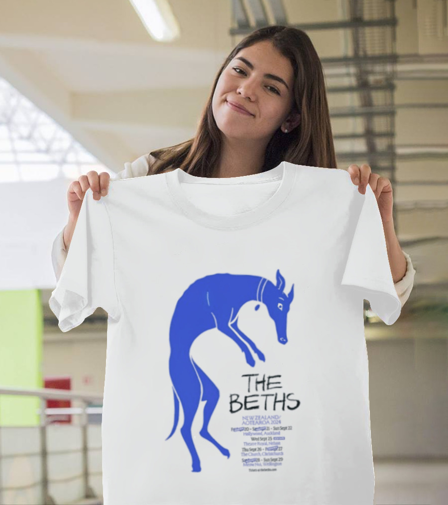 The Beths New Zealand Aotearoa 2024 Tour Blue Jumping Dog T-Shirt
