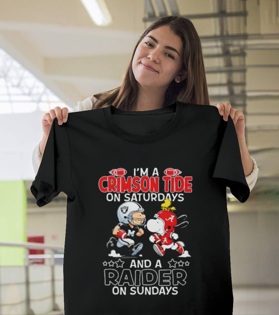 Peanuts I'm A Crimson Tide On Saturdays And A Raider On Sundays T-Shirt