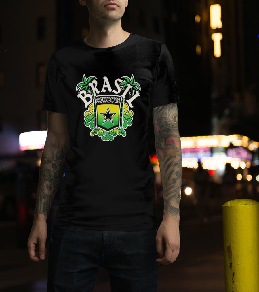 Brasil Cowboys Star Shield Palms Green Yellow T-Shirt