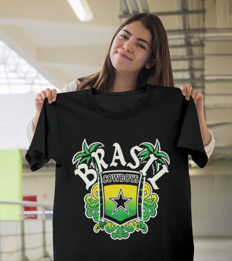 Brasil Cowboys Star Shield Palms Green Yellow T-Shirt